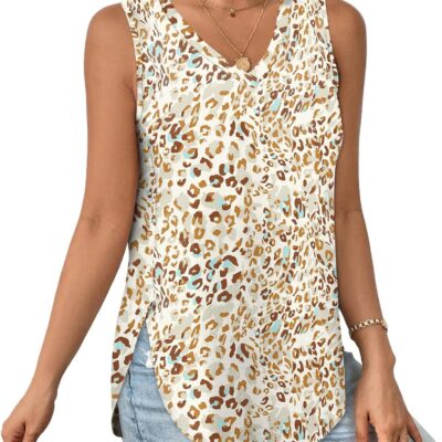 XIEERDUO Womens Tank Tops V Neck Eyelet Embroidery Casaul Sleeveless Shirts