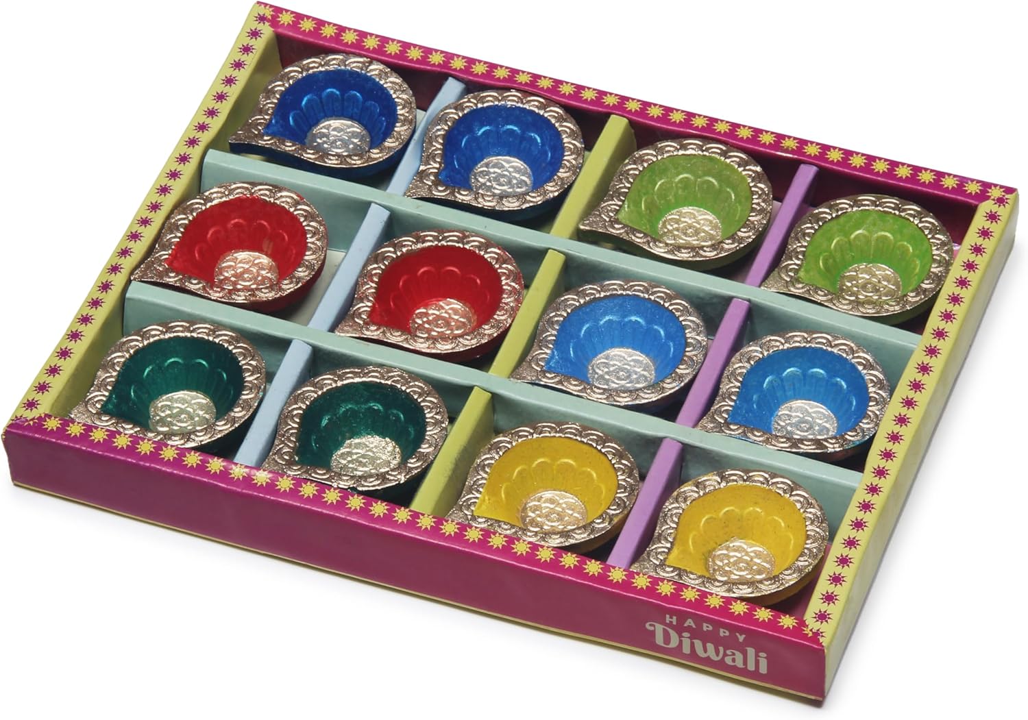Handmade Terracoaat Set of 12 Multicolor Clay Diya for Diwali/Navratri Decorations Oil Lamp Diwali Clay Diya Tea Light Holder Indian Decor Festival Gifts Puja Items - Image 4