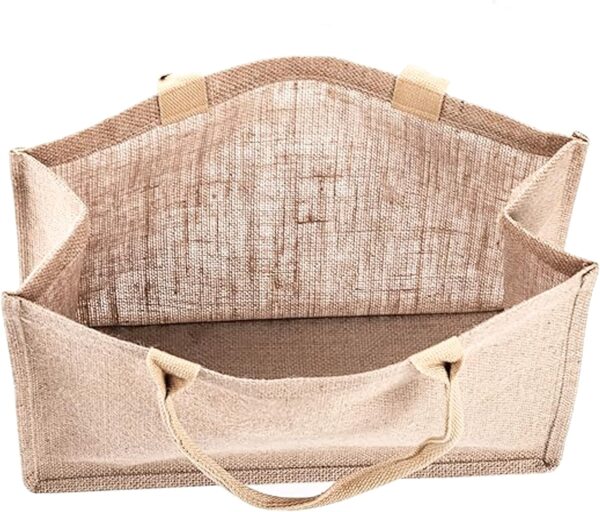 6 Pack Jute Tote Bag Reusable, Burlap Beach Bags with Sturdy Rounded Handles, Sturdy Base Gym Shopping Travel Bag for Women, Mom, Teachers, Friends, Bridesmaids, 15.4''x12.2''x5.9'' - Image 4