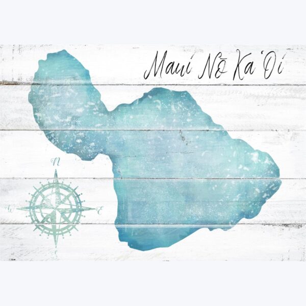 Young's Inc Wood Hawaii Maui Island Wall Sign - 24" X 18"