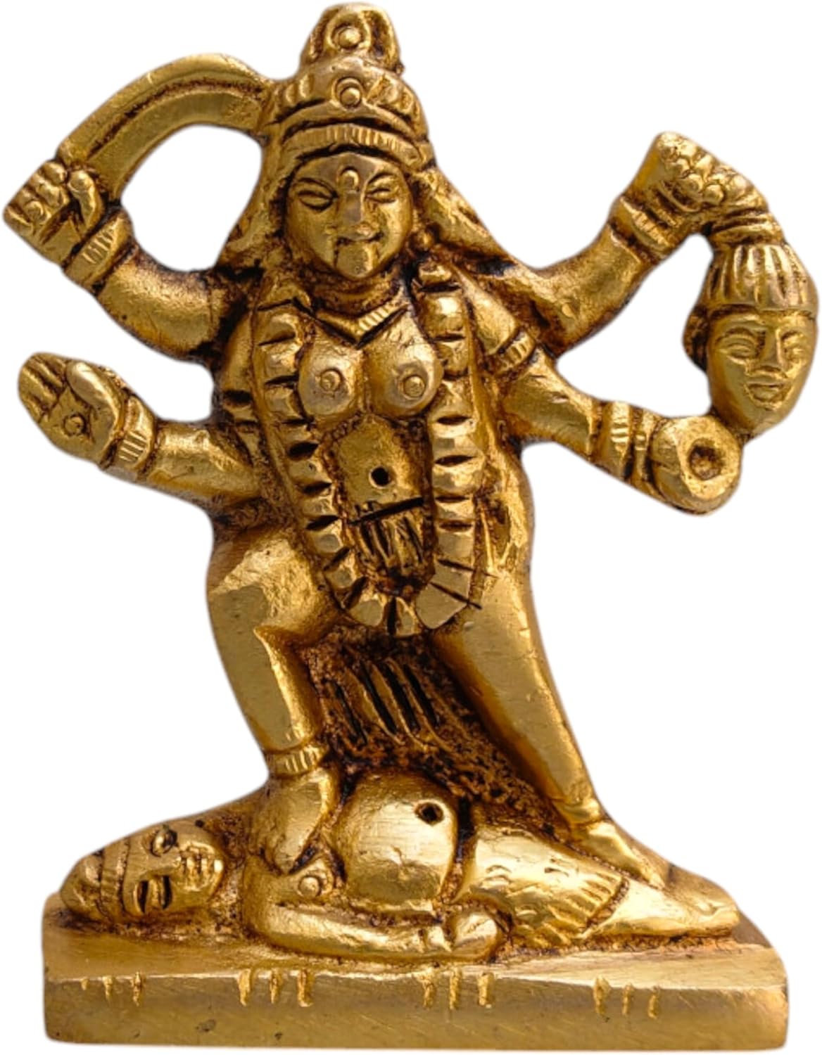 Brass Maa Maha Kali On Shiva Brass Statue Hindu Idol 2.5" inch - Powerful Spiritual Goddess Brass Mahakali Devi Murti for Home Temple Mandir Kalkaji Idol Spiritual Puja Vastu India Kali BRASS Sacred
