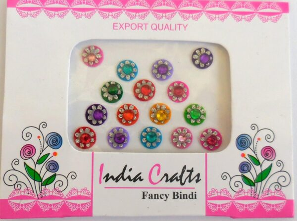 ™ 4 Packs - 64 Colorful Crystal Bindi Velvette round face jewels Tika (Round Crystal) - Image 3