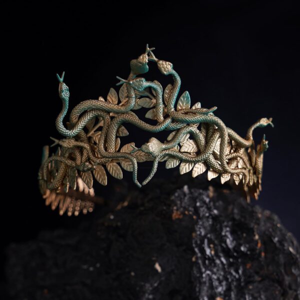 Greek Medusa Snake Crown - Cosplay Headband Medusa Costume Headband Halloween Greek Goddess Headdress with Laurel Leaves Masquerade Party Golden Green - Image 5