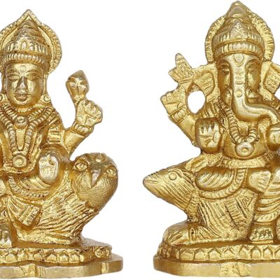 GURU JEE Brass Idol for Puja Room Decoration Mouse Ganesha Owl Laxmi Religious Gifts