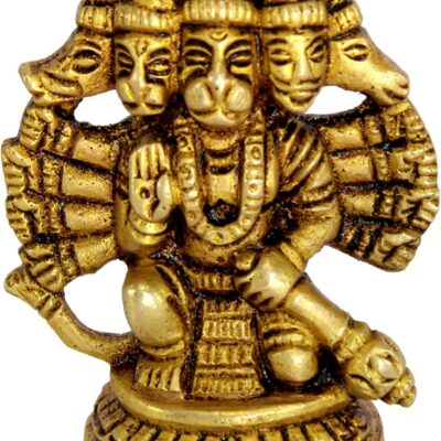 eSplanade Brass Panchmukhi Hanuman Anjaneya Pavan Putra Bajrangbali Idol Murti Moorti Statue (2.5 Inch)
