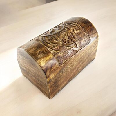 Premium Wooden Semicircular Curved Jewellery Box Celtic Design-Trinket Box Ladies-Jewellery Storage Case-Antique Look-Traditionally Handcrafted Keepsake Box Jewellery Organiser- Golden