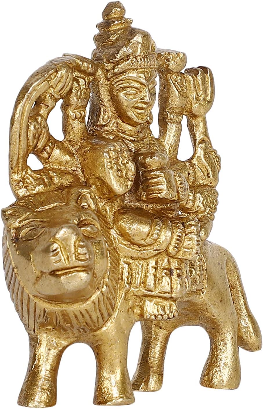 GURU JEE Brass Statue Goddess Maa Durga MATA Rani Murti Sherawali Idol Small Gifts Item - Image 2