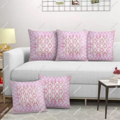 Cotton Pillow Case Ethnic Handloom Cushion Case Traditional Hand Block Print Pillow Cover Combo of 5 Vintage Couch Back Rest Throw Cushion Cover (Pattern 04)