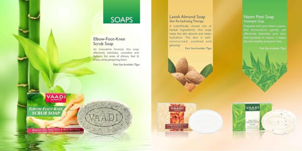 Vaadi Herbals Vetiver Soap (Royal Indian Khus Bar Soap) with Olive and Soybean Oil - Handmade Herbal Soap with 100% Pure Essential Oils - ALL Natural - Each 2.65 Ounces - Pack of 6 (16 Oz) - Image 4