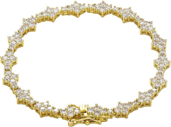 TOPGRILLZ Ankle Bracelets for Women Gold Anklets for Women Iced out 14K Gold Plated 5mm Silver Pink Anklets for Women Minimalist Foot Jewelry