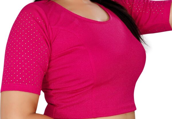 KNETLI Women's Polyester Cotton Readymade Blouse Stretchable,CutOut Fency Back Side - Image 3