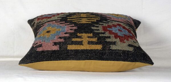 2 PCS Set of Indian Kilim Jute Cushion Cover 18x18 Vintage Ethnic Handmade Art Rug Pillows Case Hand-Loom Cushion Covers - Image 5