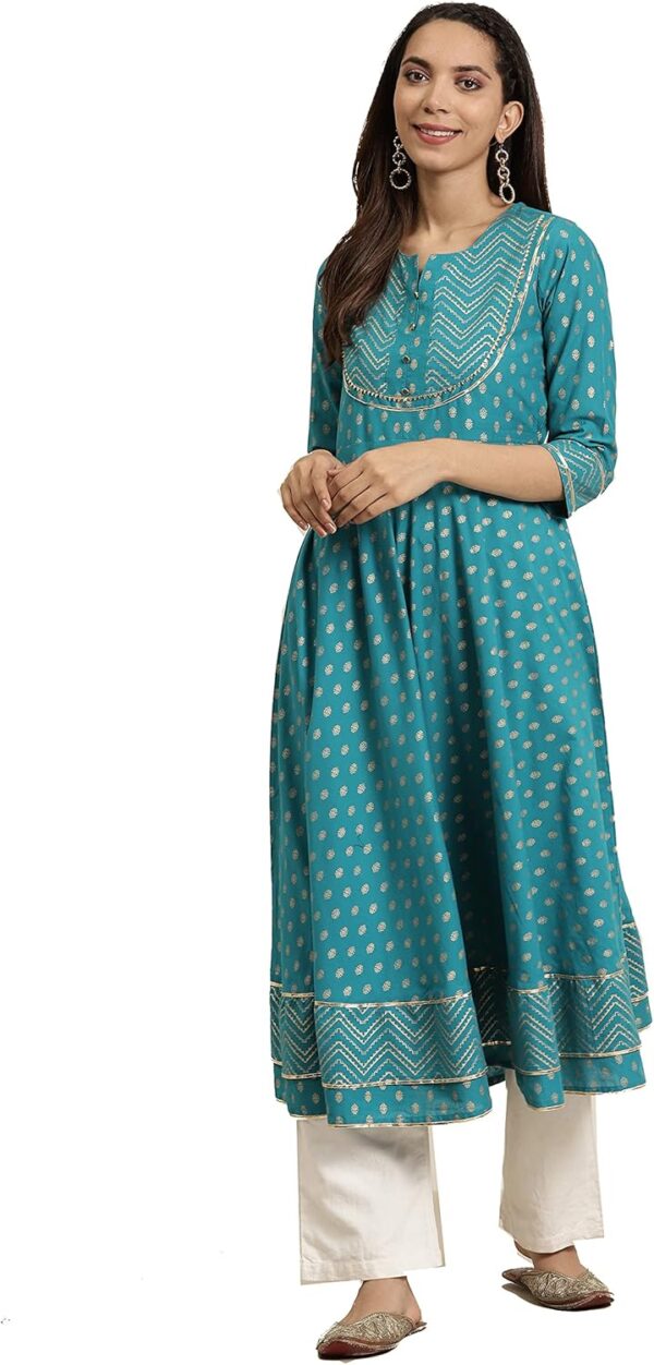 Yash Gallery Women's Cotton Slub Printed Anarkali Kurta - Image 3