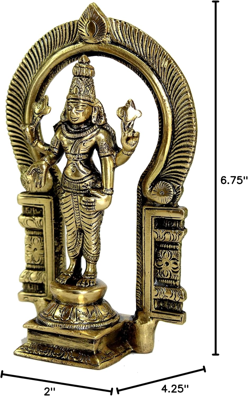 eSplanade Brass Lord Balaji Moorti Murti Idol Statue Praying Idol for Pooja - Vishnu Narayan Home Decor (7" inches Height) - Image 6