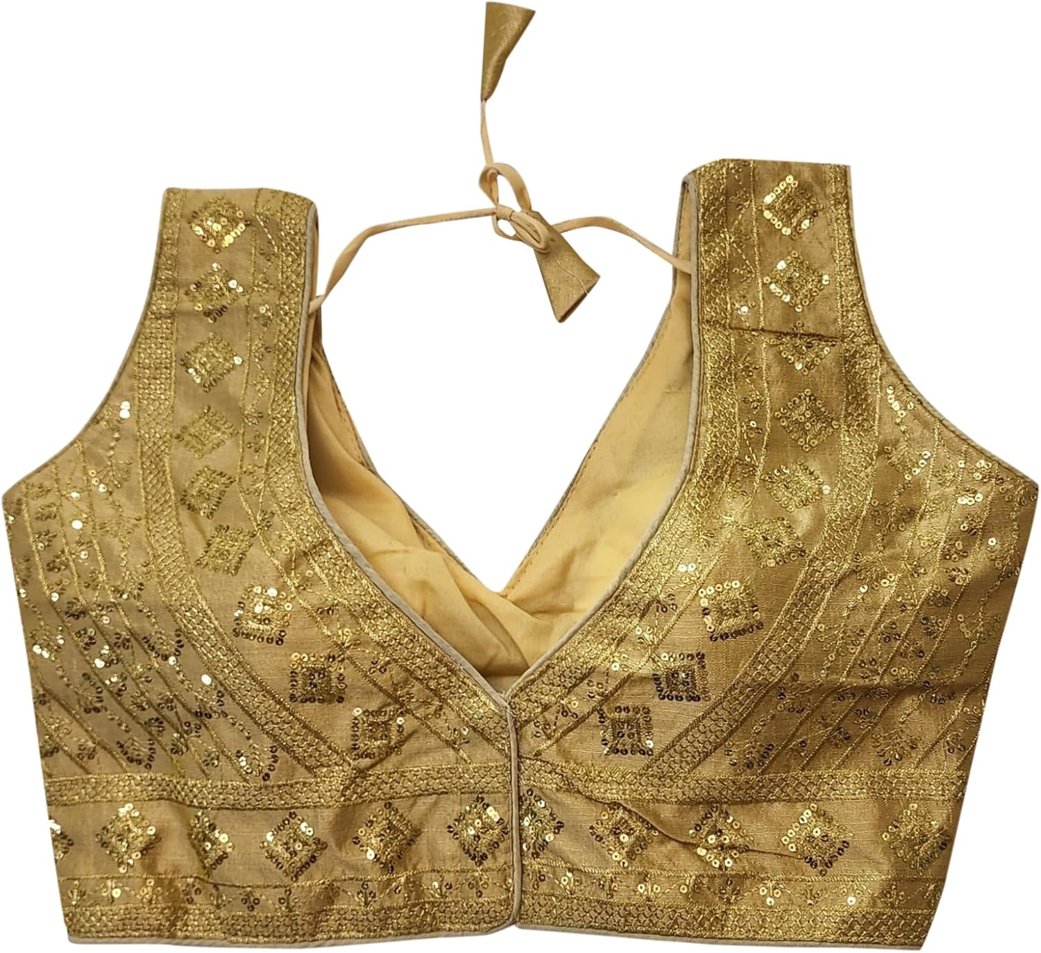 Indian Readymade Tussar Silk Saree Blouse for Women Crop Top Choli - Image 2