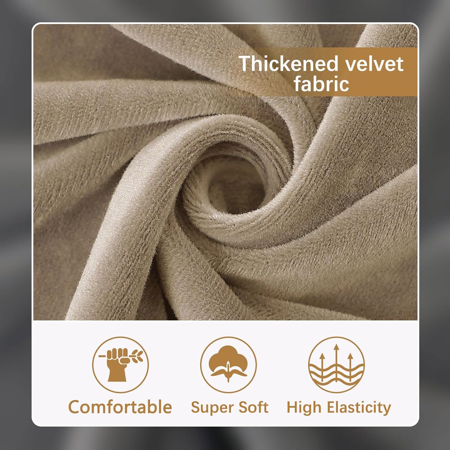 hyha Velvet Couch Cushion Covers, Soft Sofa/Couch Seat Cushion Covers for sectional Sofa, Magic Sofa Covers Washable, Couch Sofa Covers for Cushion Couch(1 Cushion Armchair, Taupe) - Image 3