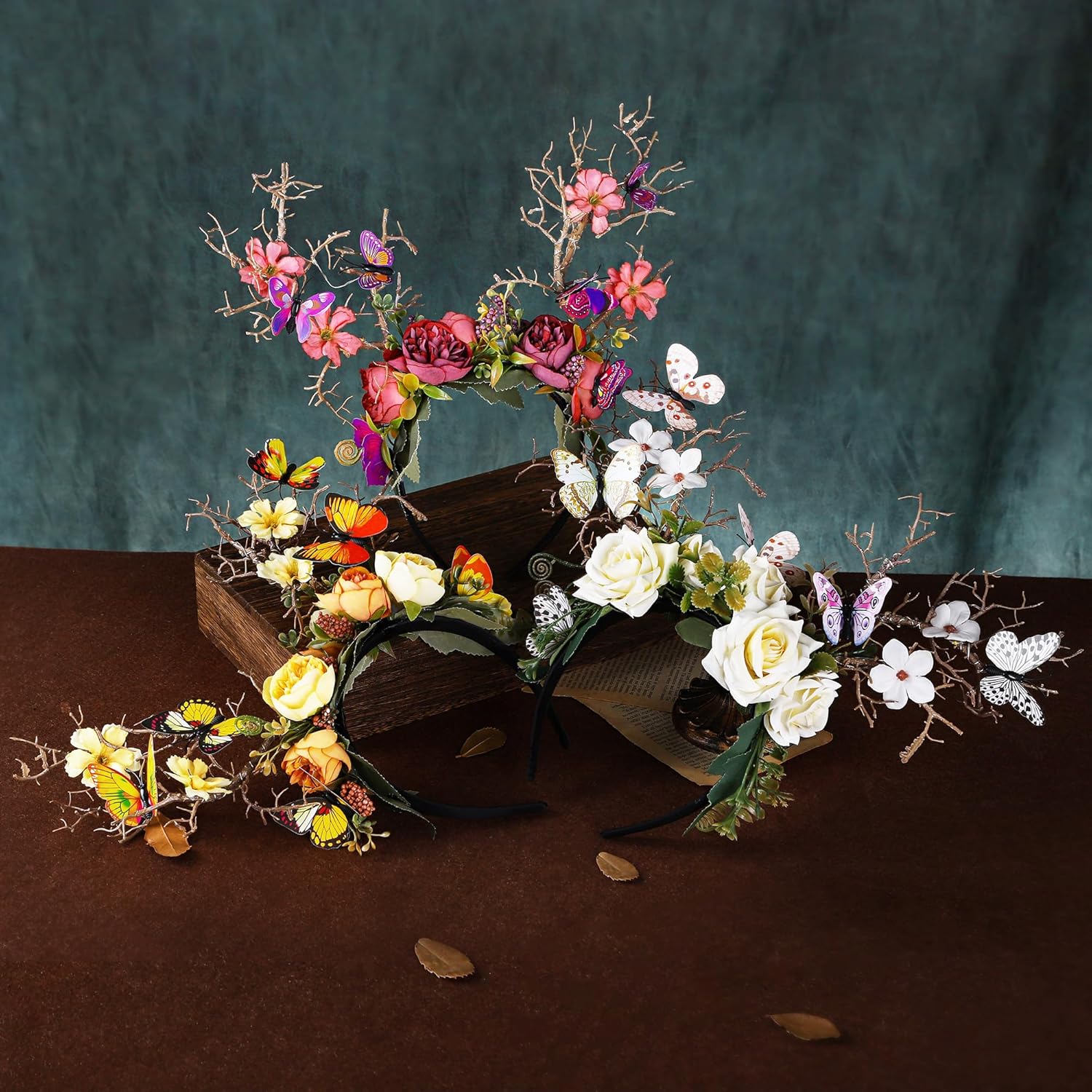 MOSTORY Purple Flower Branch Headband - Light up Woodland Hairband with Butterfly Forest Antler Headpiecde for Women Renaissance Faire Cosplay Halloween Prom - Image 7