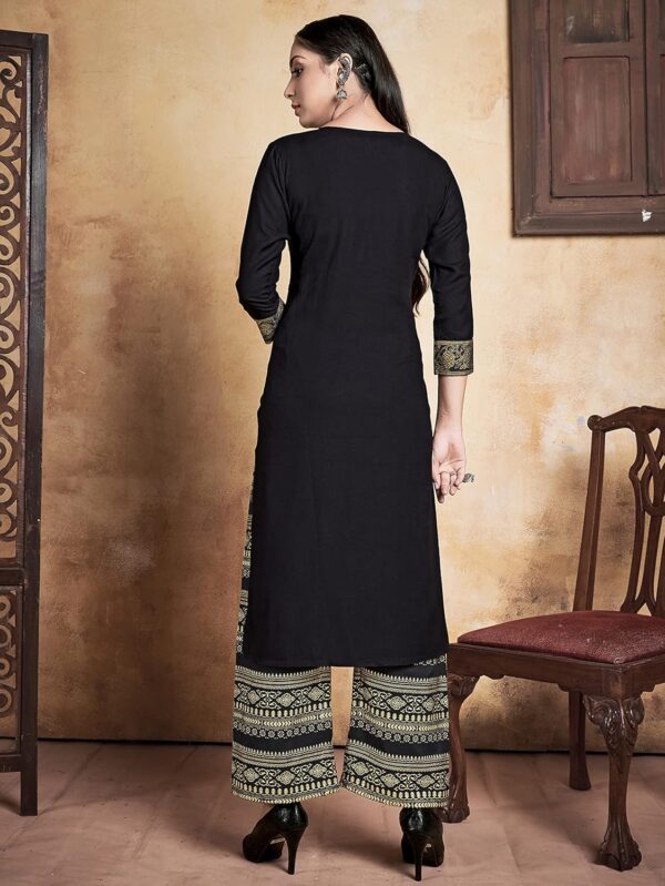Indian Kurti for Womens With Palazzo/Pant | Rayon Embroidered Kurta Partywear Kurtis Dress For Women Tops Tunic - Image 5