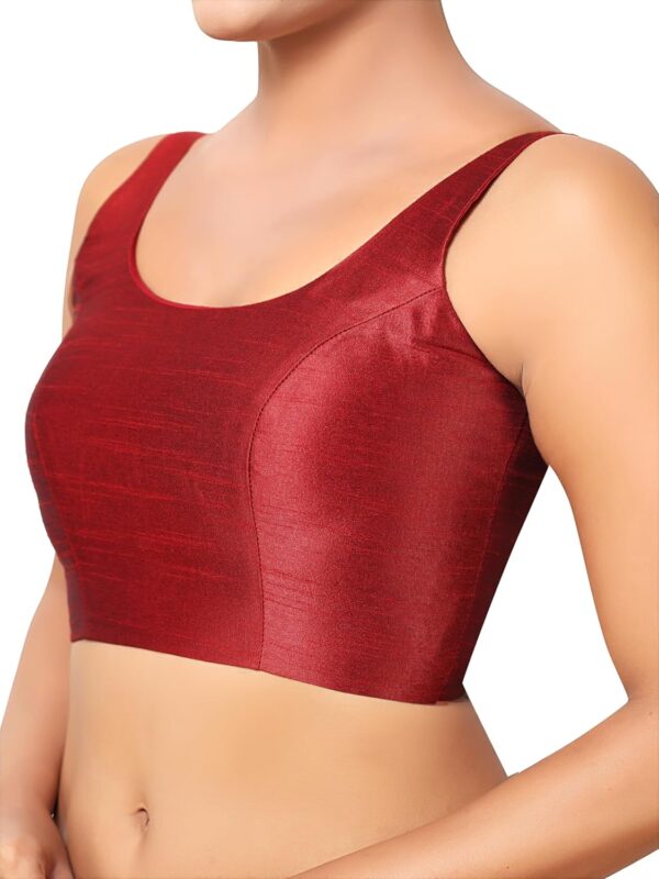 Womens Solid Pattern Sleeveless Padded Readymade Saree Blouse - Image 3