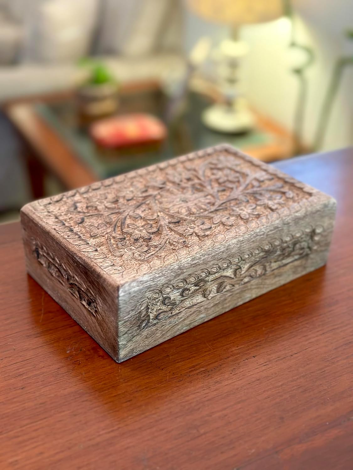 Great Birthday Gift Ideas Handmade Decorative Wooden Jewelry Box Jewelry Organizer Keepsake Box Treasure Chest Trinket Holder Watch Box Storage Box Housewarming Gifts Women - Image 2