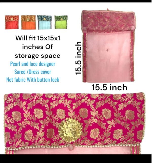 LOVENSPIRE 2 Pieces Saree Covers with Button Closure Saree Bags Clothes Covers Organizer for Wardrobe and Gifting Storage Wedding Favor Packing Bags Cloth Organizer Case - Image 4