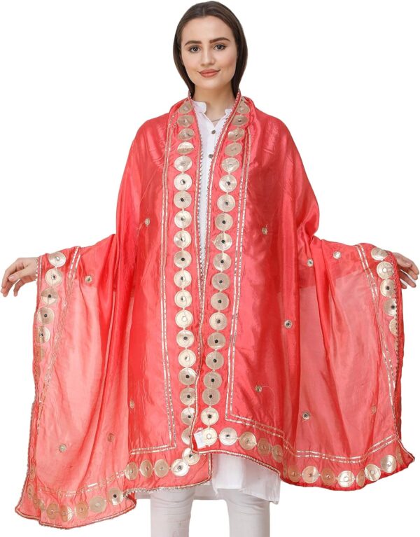 Exotic India Dupatta from Amritsar Embellished with Patch Border - Image 4
