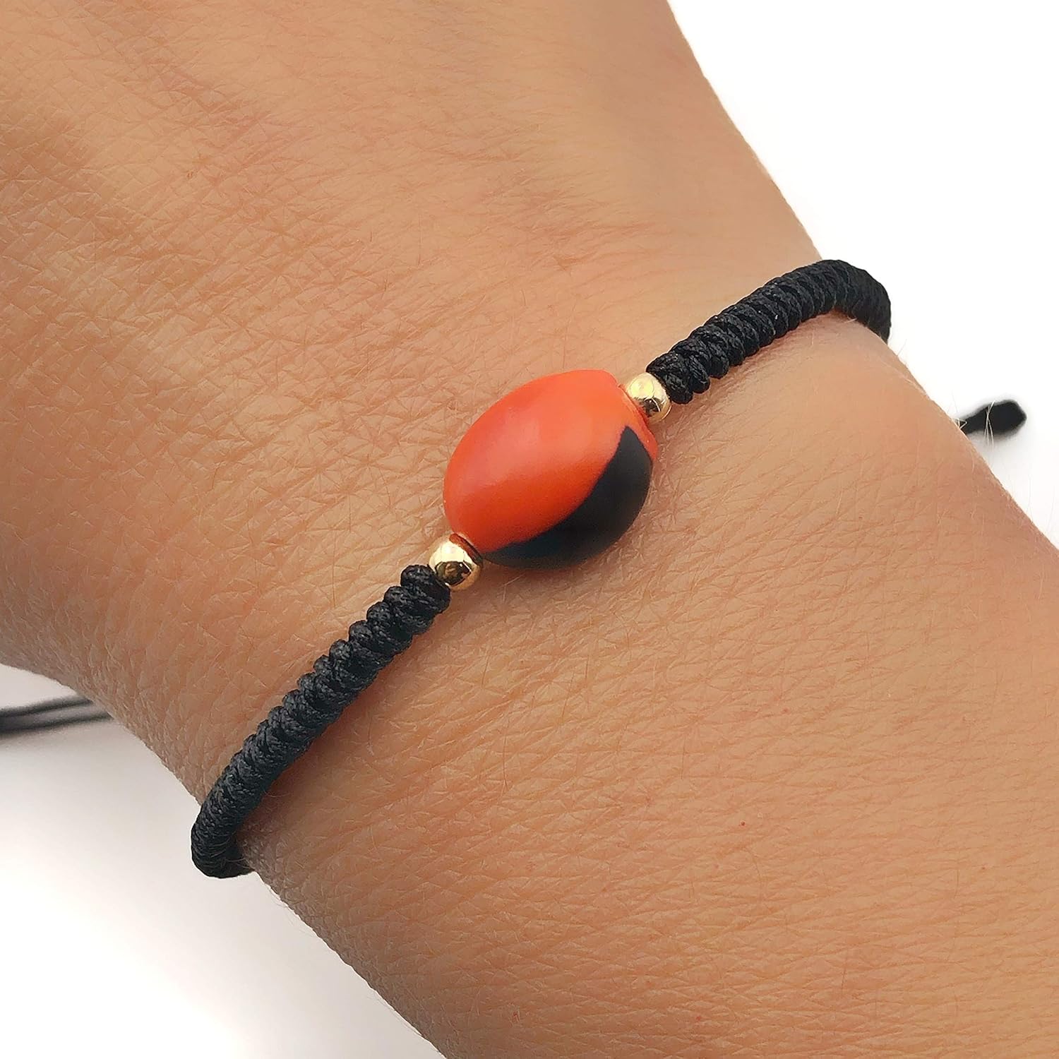 Handcrafted Adjustable Bracelet with Huayruro Peonia Seed Bead - A Distinctive and Eye-Catching Piece of Jewelry (Black) - Image 5