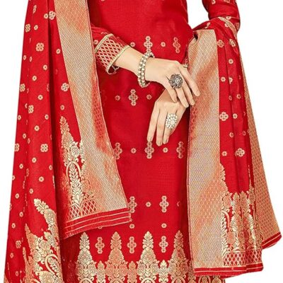 Elina fashion Indian Pakistani Women's Readymade Salwar Kameez Banarasi Art Silk Woven Dress & Silk Dupatta Stitched Suit