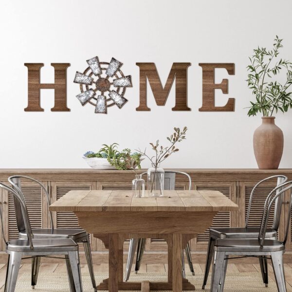 4 Pieces Rustic Home Decor Wooden Home Letters for Wall Windmill Wall Decor Farmhouse Wall Home Sign Brown Home Hanging Wood Sign Farmhouse Decor for Living Room Kitchen Bedroom Front Porch (Brown) - Image 6