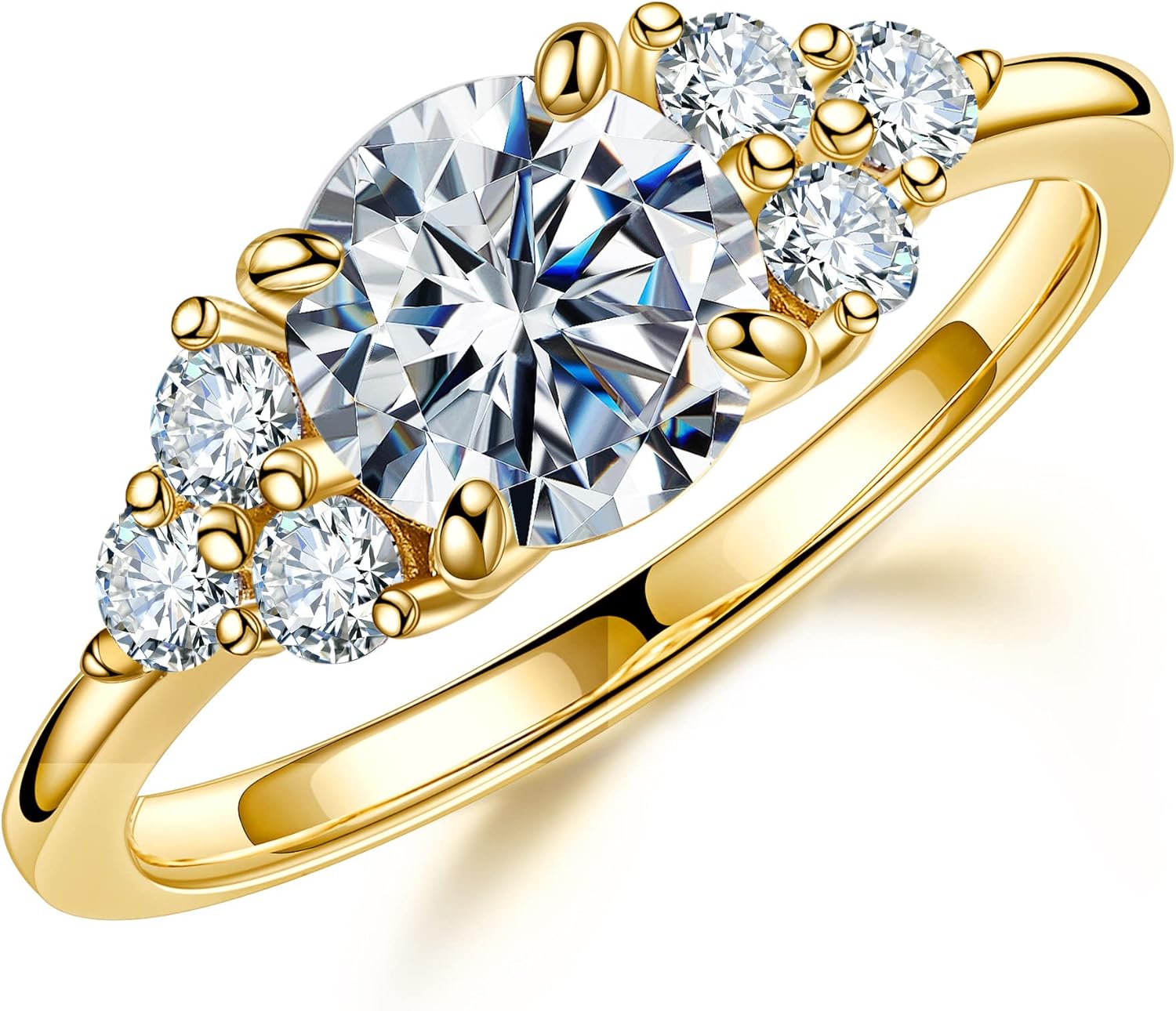 MOOSEA 1.2ct Moissanite Engagement Ring for Women, Brilliant D Color VVS1 Clarity Lab Created Moissanite Wedding Rings 14K White Yellow Rose Gold Vermeil Moissanite Anniversary Ring for Her