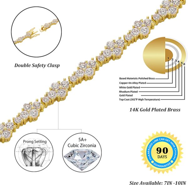 TOPGRILLZ Ankle Bracelets for Women Gold Anklets for Women Iced out 14K Gold Plated 5mm Silver Pink Anklets for Women Minimalist Foot Jewelry - Image 2