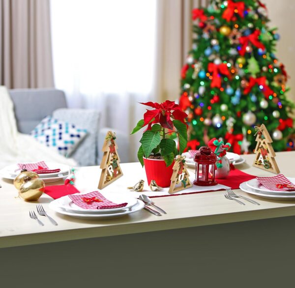 3 Christmas Trees Wooden Table Decorations Centerpiece Block Holiday Cut Out Tree Tiered Tray Wood Tabletop Sign Decor 3 Sizes for Office Dining Room Mantle Home Xmas Wood Party Supplies - Image 6