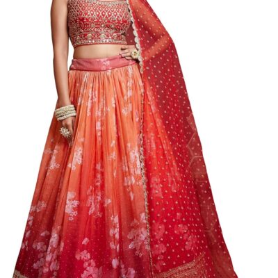 Women's Ethinc Indian Pakistani Lengha Wedding Party Bollywood Lehenga with Stitched Blouse ZMDK-1