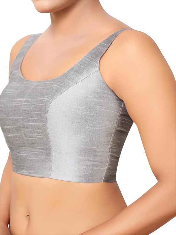 Womens Solid Pattern Sleeveless Padded Readymade Saree Blouse - Image 3