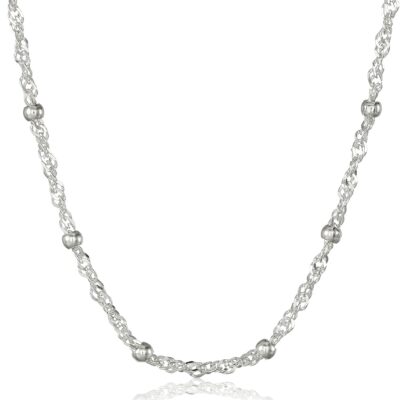 Amazon Essentials Sterling Silver Singapore Bead Chain Station Necklace (previously Amazon Collection)