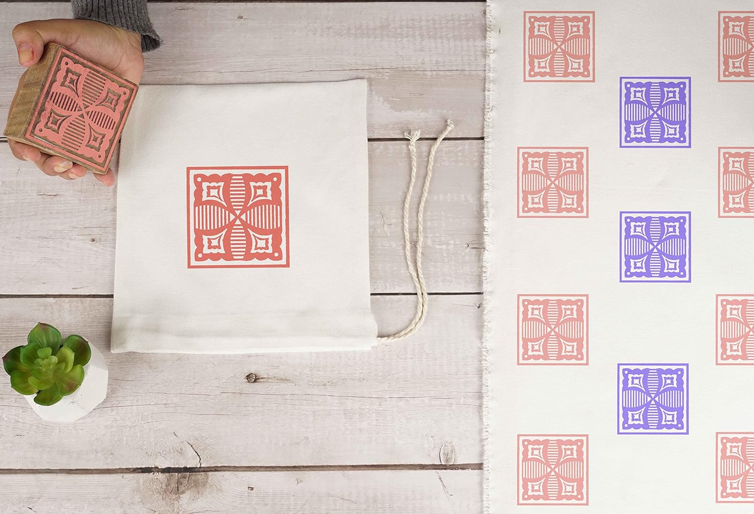 IBA Indianbeautifulart Textile Printing Block Geometric Hand Carved Wooden Stamp Wood Block Printing Textile Stamps for Fabric/Pottery Blocks,3 Inch - Image 6