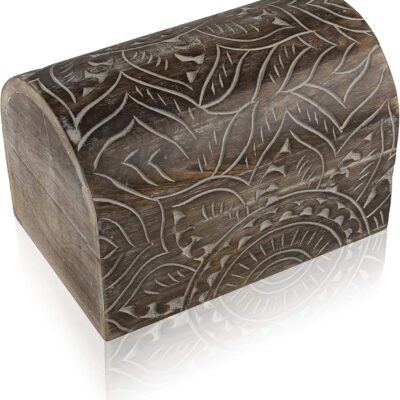 Great Birthday Gift Ideas Handmade Decorative Wooden Jewelry Box Treasure Box Jewelry Organizer Keepsake Box Treasure Chest Trinket Holder Lock Box Watch Box 9 x 6 Inch Great Gift Ideas (Brown)