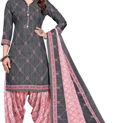 Readymade Indian Panjabi Style French Crepe Patiyala Salwar Suit with Dupatta for Women & Girls