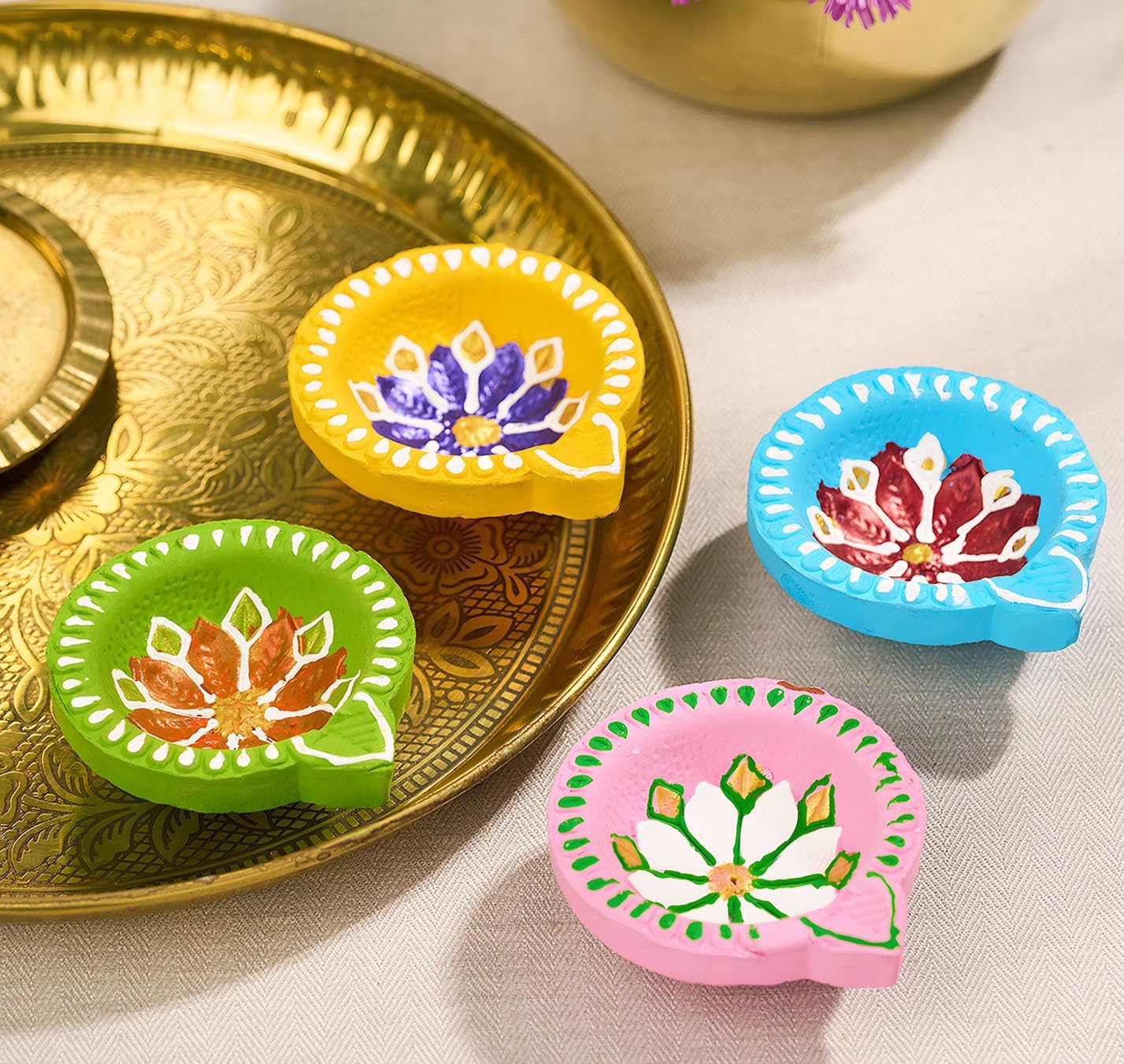 IndoTribe 12Pc Diwali Diyas For Decoration Diwali Decorations For Home Diwali Lights Diwali Decor Diwali Diya Diwali Candle Diwali Gifts For Friends Clay Diya For Diwali Tea Lights Candles Diwali Diya - Image 2