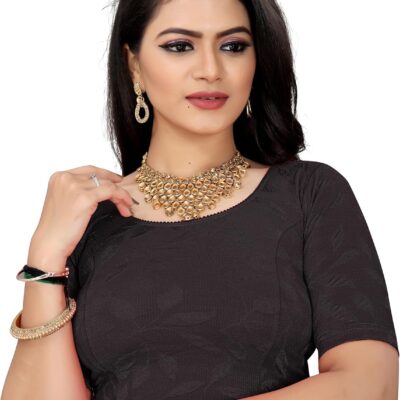 KNETLI Polyester Cotton Readymade Blouse for Women-Round Neck,Half Sleeve,Stretchable