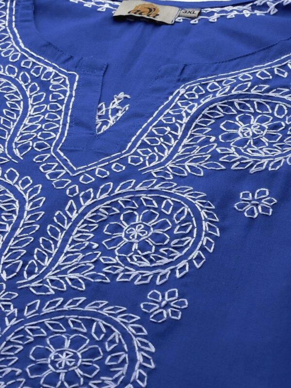 Ada Indian Hand Embroidered Chikankari Women's Straight Cotton Kurta Kurti Tunic A197536 - Image 6