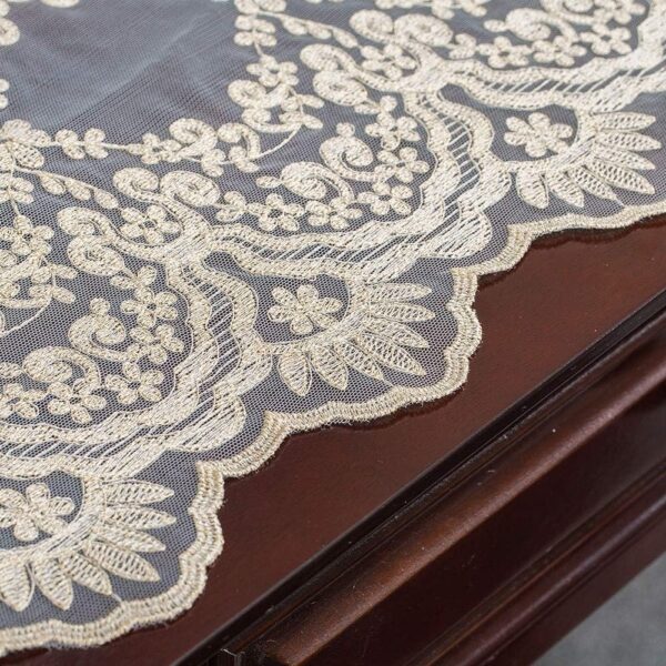 ARTABLE Rectangle Table Runner Lace Macrame Embroidered Table Runners with Exquisite Vintage Shabby Chic for Holiday Wedding Long Dinner Tables (Light Gold, 12 x 36 Inch) - Image 5