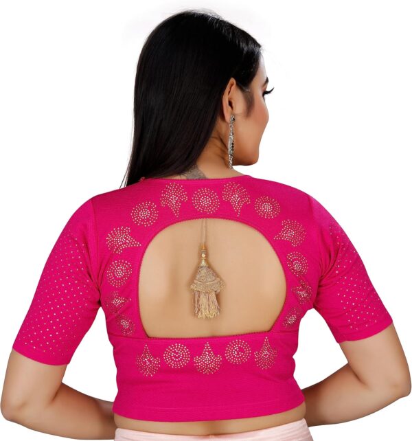 KNETLI Women's Polyester Cotton Readymade Blouse Stretchable,CutOut Fency Back Side - Image 4