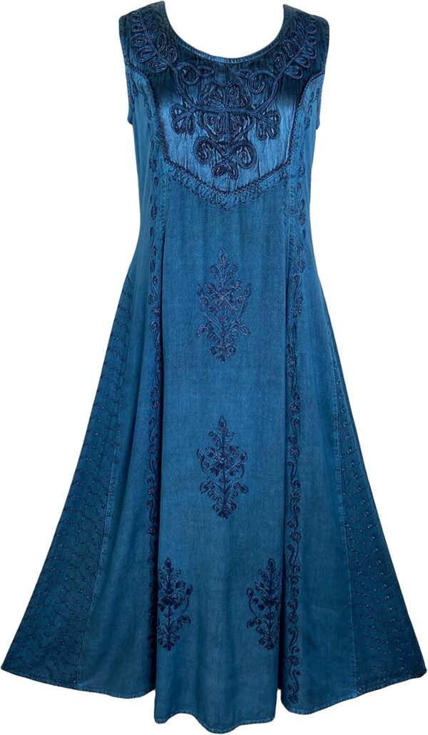 Agan Traders Women's 2024 Gothic Vintage Sleeveless Maxi Dress for Women - Short Sleeve Embroidered Long Sun Dress Gown