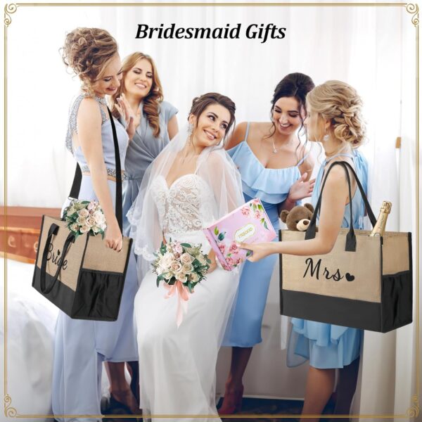 TRSODD Birthday Gifts for Women Friendship, Christmas Best Friend Birthday Gifts for Women, Embroidery Ju-te Straw Tote Bag for Women, Beach Bag w Makeup Bag Inner Pocket Shoulder Strap Gift Box Card - Image 5