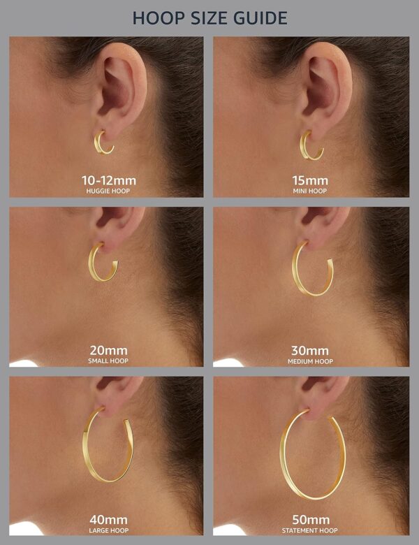 Amazon Essentials Sterling Silver Lightweight Polished Post C-Hoop Hoop Earrings , (previously Amazon Collection) - Image 3
