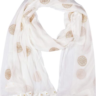 YOUTHQUAKE Women's Embroidered Chiffon Dupatta With Fancy Latkan