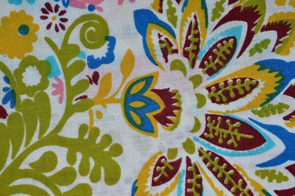 5 Yard Indian Print Cotton Fabric by Yard, Natural Dyes Sanganeri Indian Cotton Fabric Hand Block Printed Handmade Cotton Fabric - Image 4