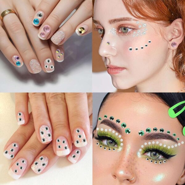 6 Sheets Bindi Dots Face Jewels Face Jewelry For Women Face Gems Stick On Eye Forehead Crystals Sticker Tears Rainbow Pearl Rhinestones For Makeup Party Festival Accessory Nail Art Decoration - Image 7