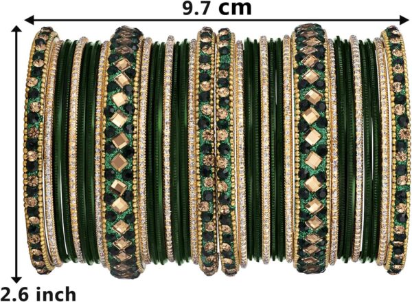 Aheli Ethnic Colorful Metal Bangles Chudha Set Stone Studded Bangle Set Indian Wedding Wear Fashion Jewelry Gift for Women Blue - Image 4